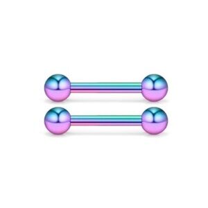 Stainless Steel Holographic Straight Barbell Jewelry with Balls